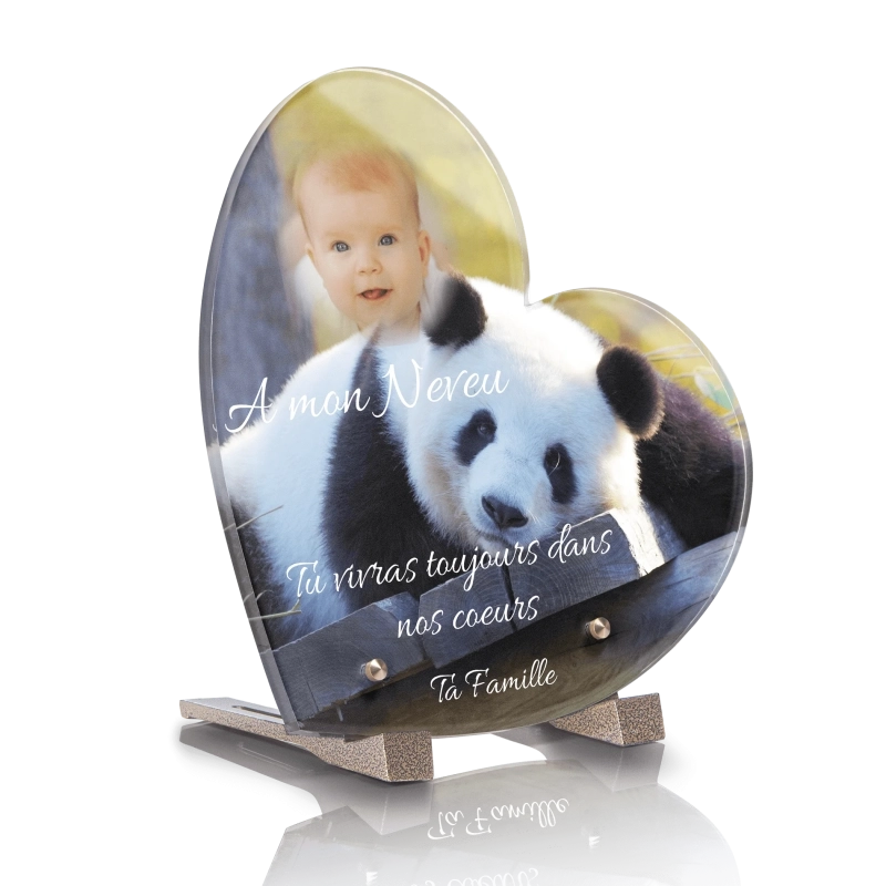 Plaque Tombale Panda Coeur