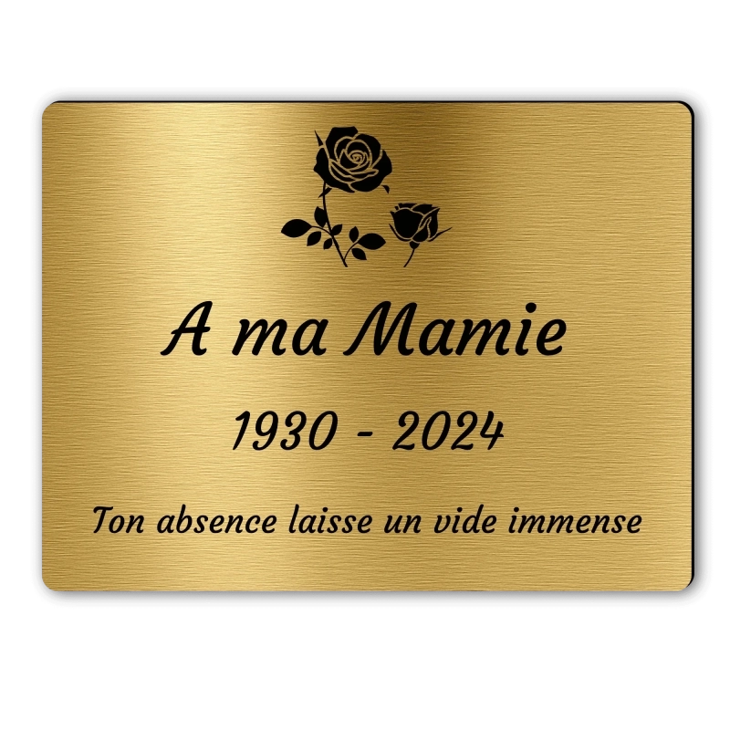 Plaque Funéraire Rectangle Gravée Rose