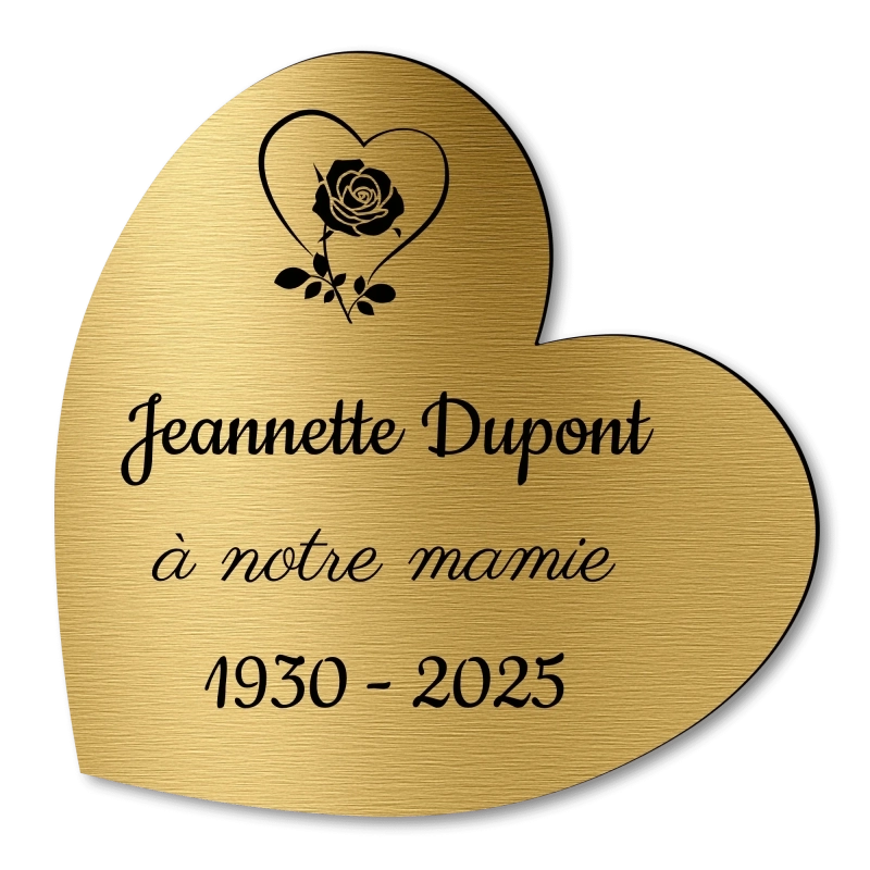 Plaque Funéraire Coeur Gravée Coeur Rose