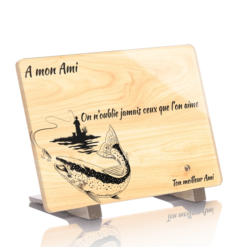 Plaque Funéraire Bois Érable Pêche 2