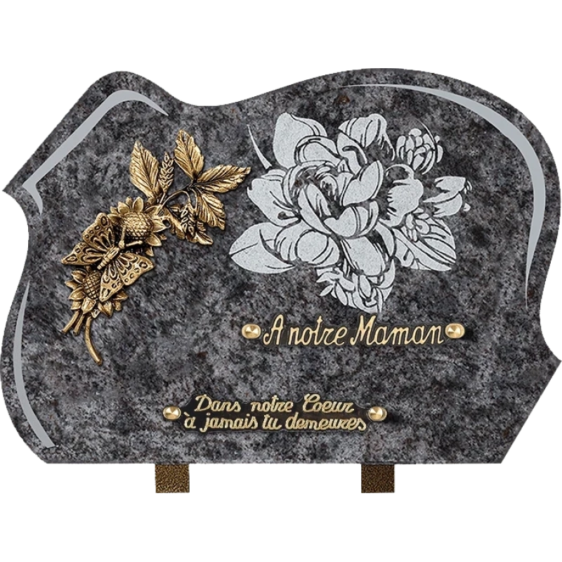 Plaque funéraire granit Forme Papillon 35x25cm (grand)
