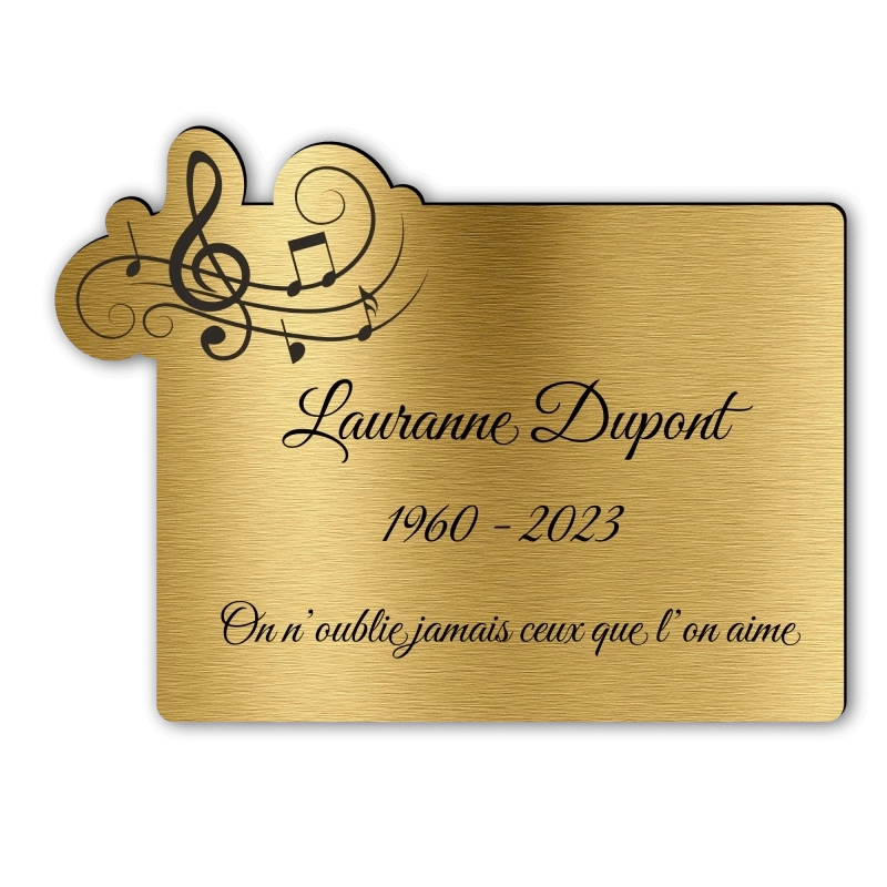 Plaque Funéraire Gravée Forme Note de musique