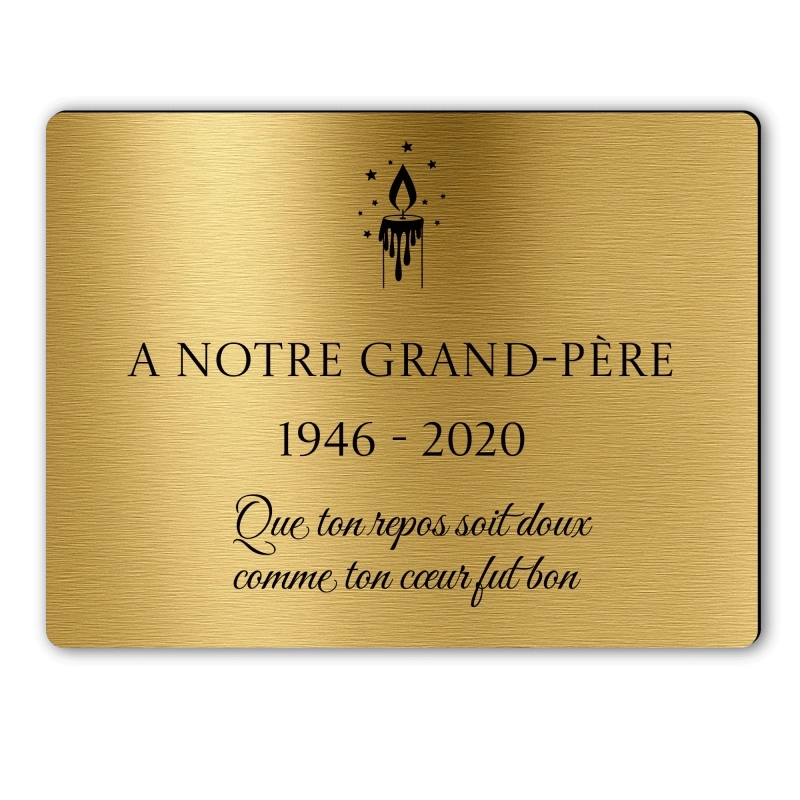 Plaque Funéraire Rectangle Gravée Bougie