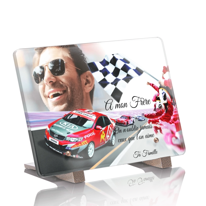 Plaque Tombale Voiture de course rouge