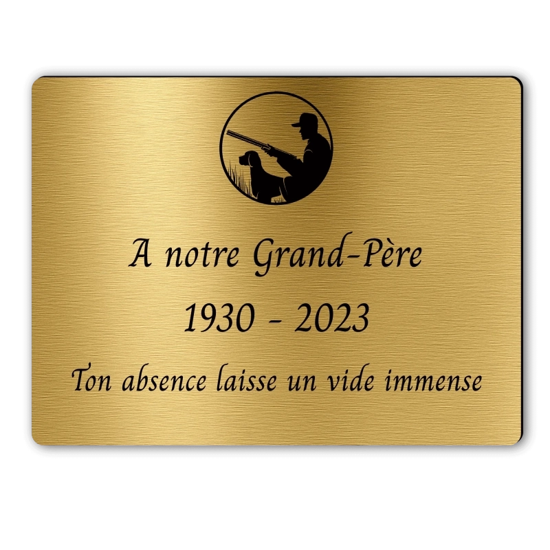 Plaque Funéraire Rectangle Gravée Chasse