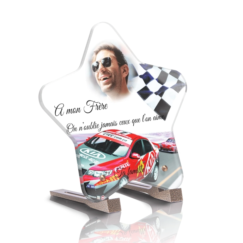 Plaque Tombale Voiture de course rouge Etoile