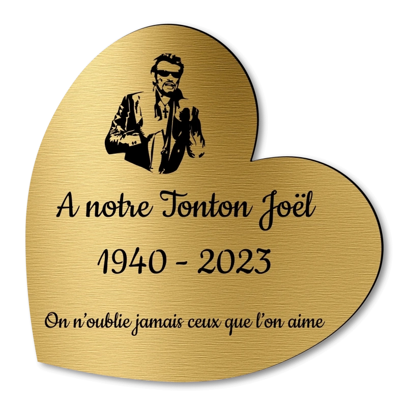 Plaque Funéraire Coeur Gravée Johnny Hallyday