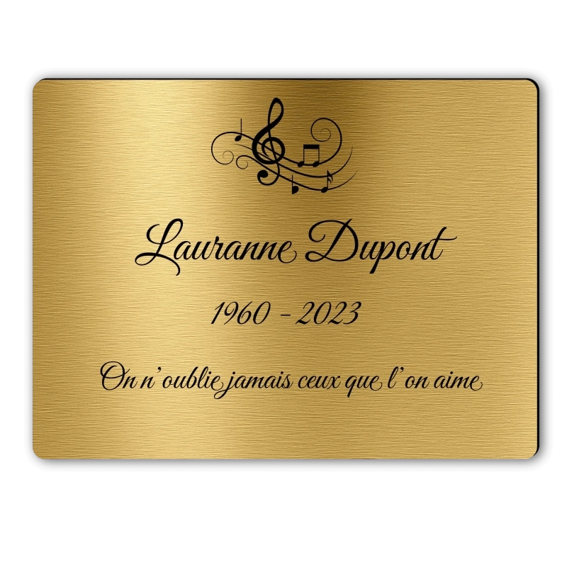 Plaque Funéraire Rectangle Gravée Note de musique