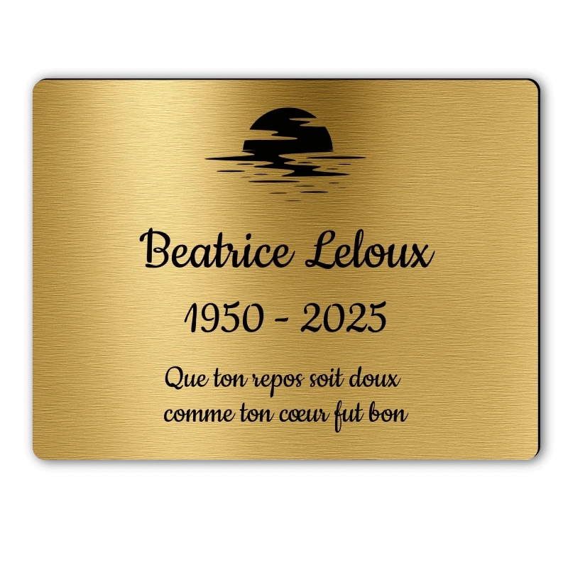 Plaque Funéraire Rectangle Gravée Couché de soleil