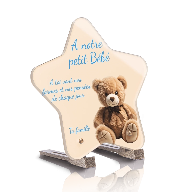 Plaque Funéraire Etoile Enfant Ourson Peluche