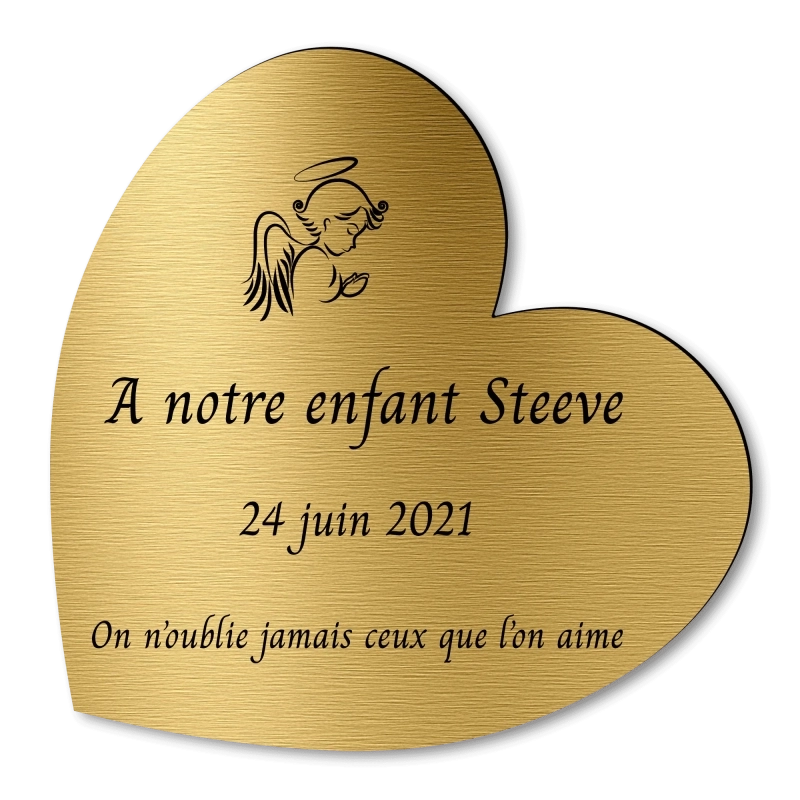 Plaque Funéraire Coeur Gravée Ange