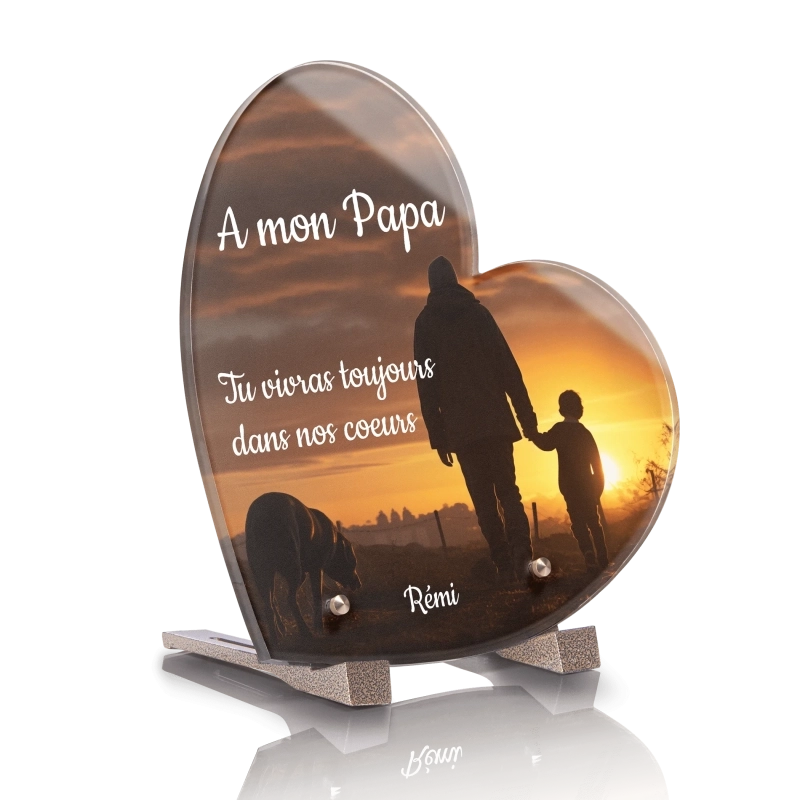 Plaque Funéraire Coeur Papa 2