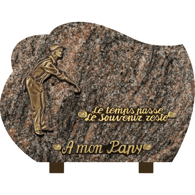 Plaque funéraire granit Nuage Pétanque 25x18cm (moyen)