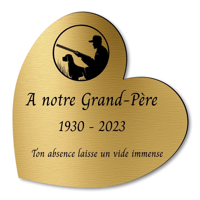 Plaque Funéraire Coeur Gravée Chasse