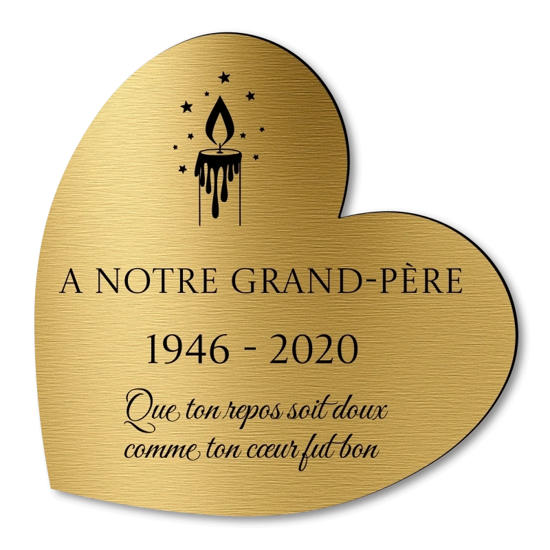 Plaque Funéraire Coeur Gravée Bougie