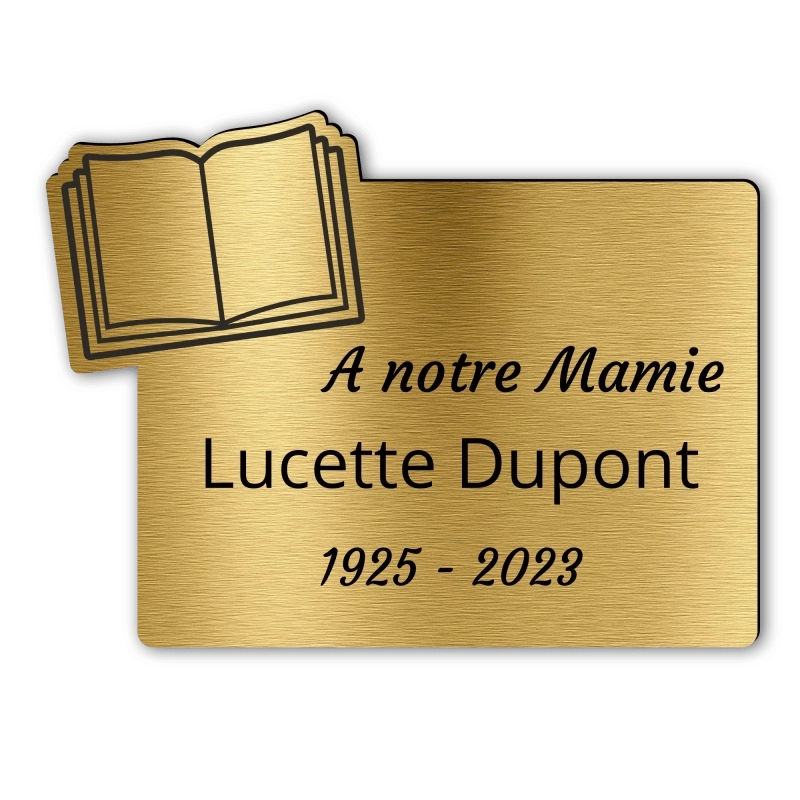 Plaque Funéraire Gravée Forme Livre