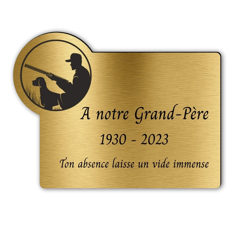 Plaque Funéraire Gravée Forme Chasse