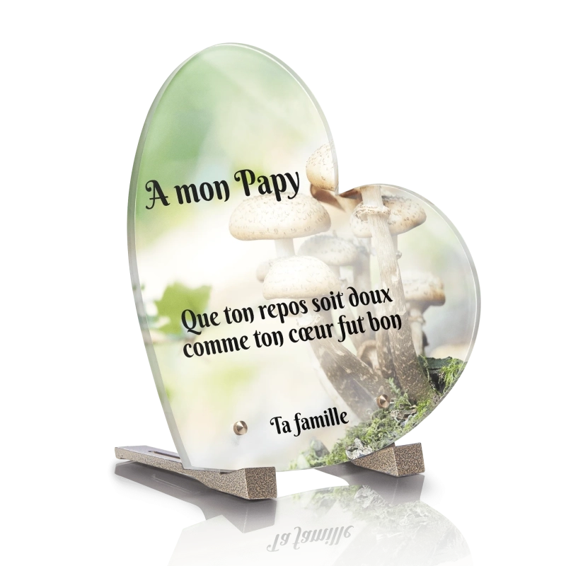 Plaque pour Tombe Coeur Champignon