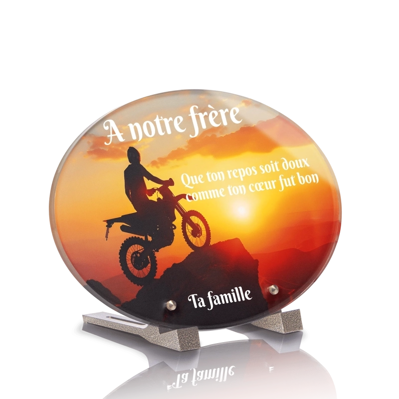 Plaque Funéraire Ovale Moto Cross