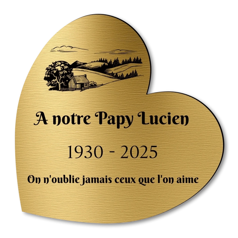 Plaque Funéraire Coeur Gravée Paysage