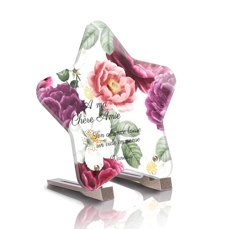 Plaque Cimetière Etoile Fleurs 3