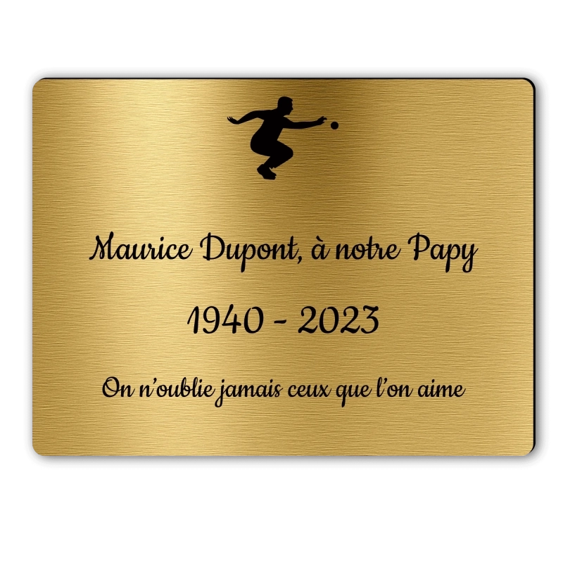 Plaque Funéraire Rectangle Gravée Pétanque