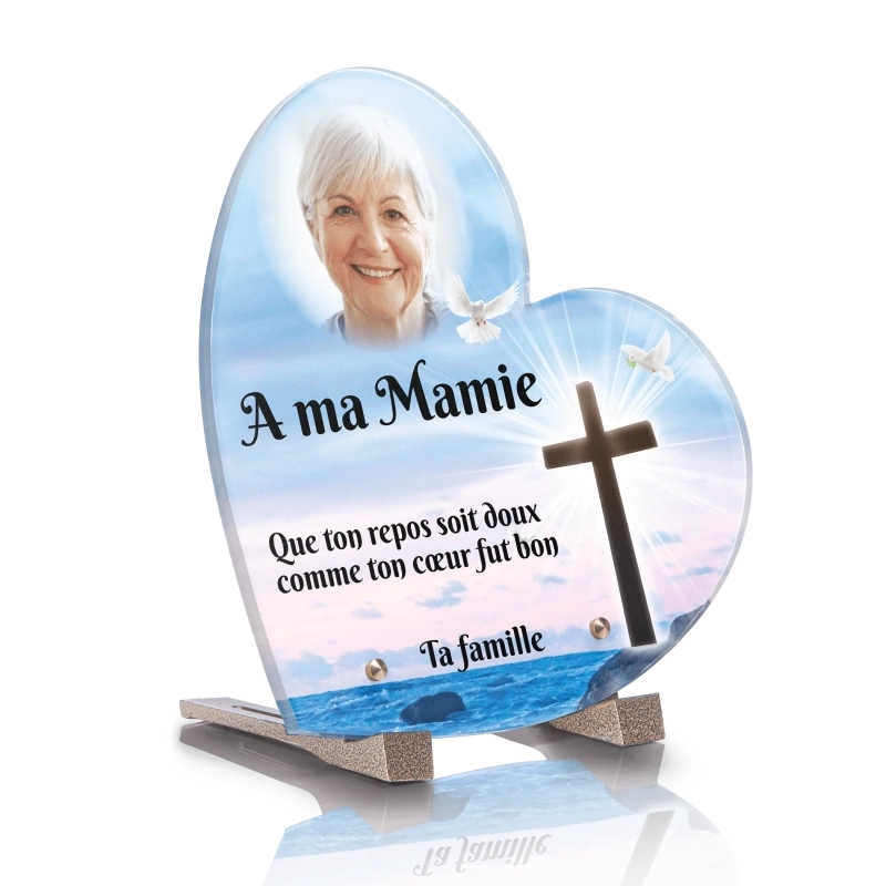 Plaque Funéraire Coeur Croix 3