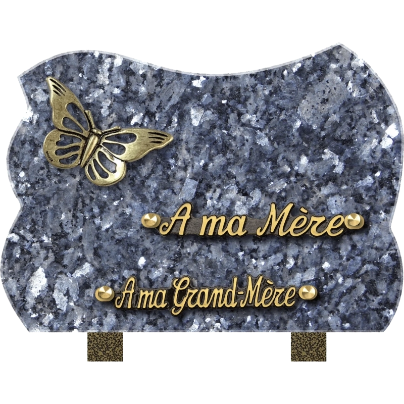Plaque funéraire granit Forme Papillon 25x18cm (moyen)