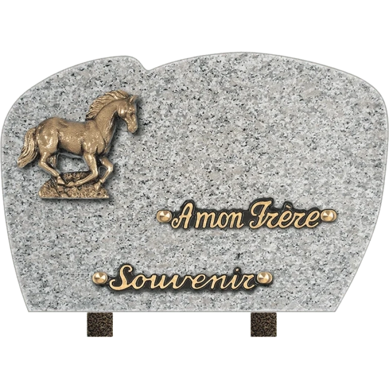 Plaque funéraire granit Nuage Cheval 30x20cm (Standard)
