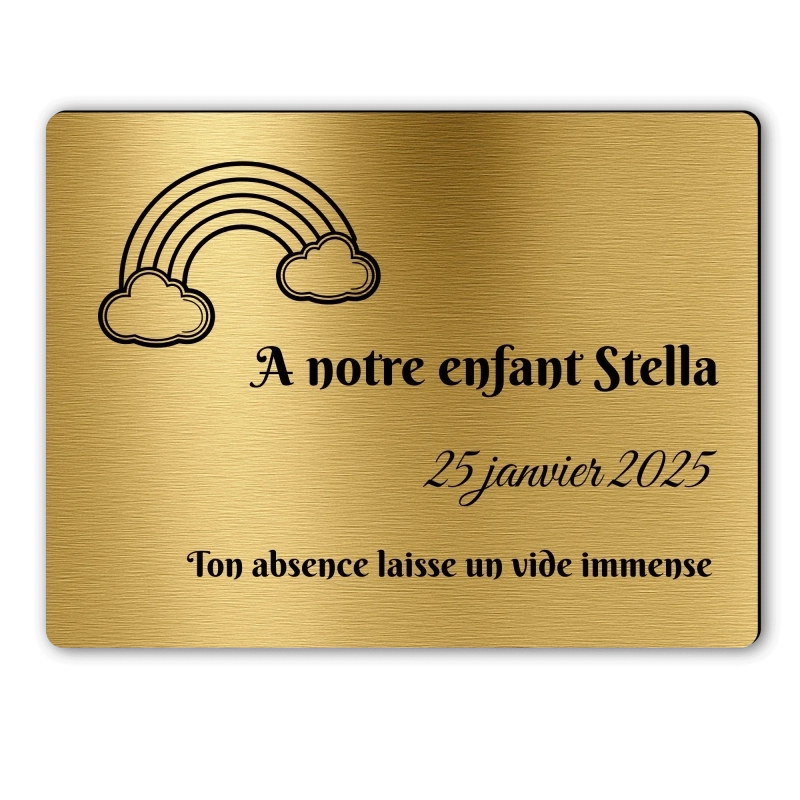 Plaque Funéraire Rectangle Gravée Arc en ciel