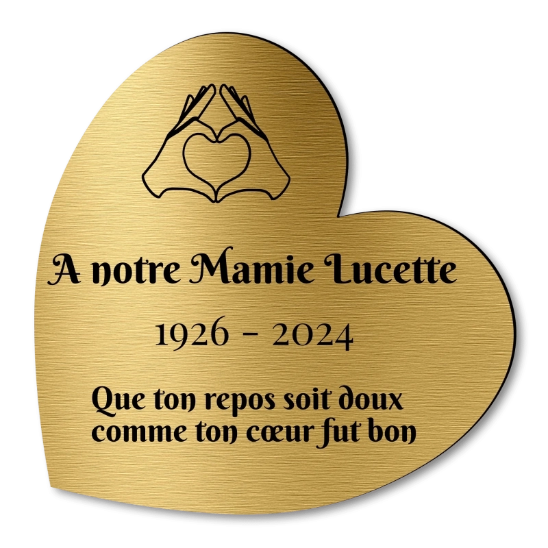 Plaque Funéraire Coeur Gravée Coeur Mains