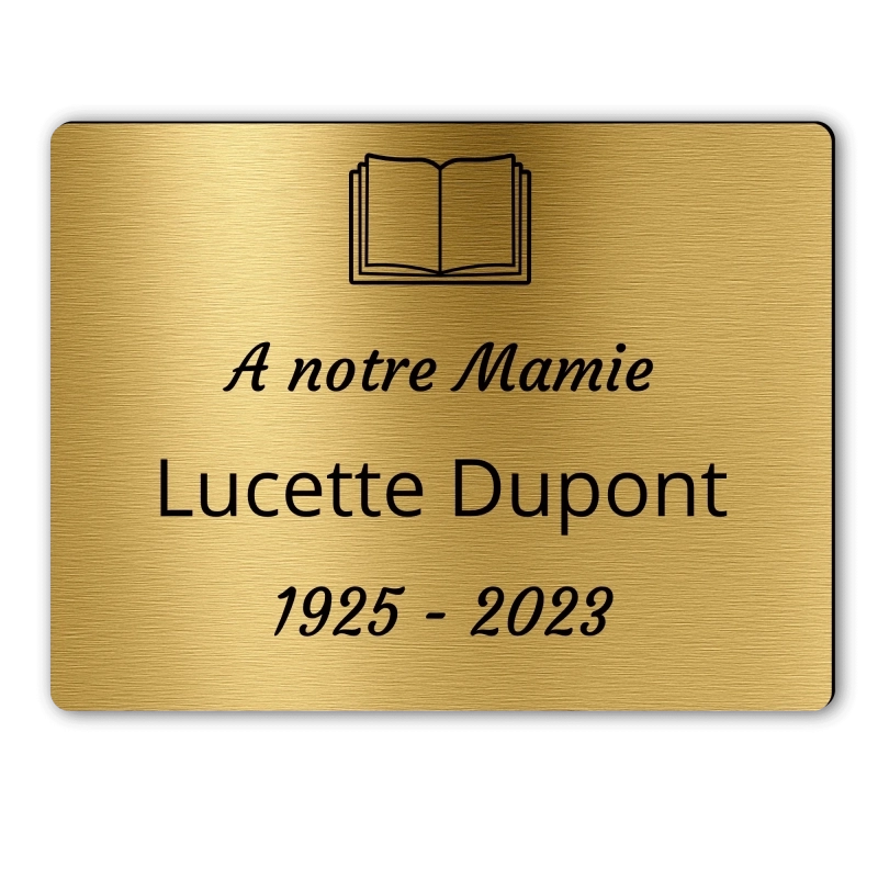 Plaque Funéraire Rectangle Gravée Livre