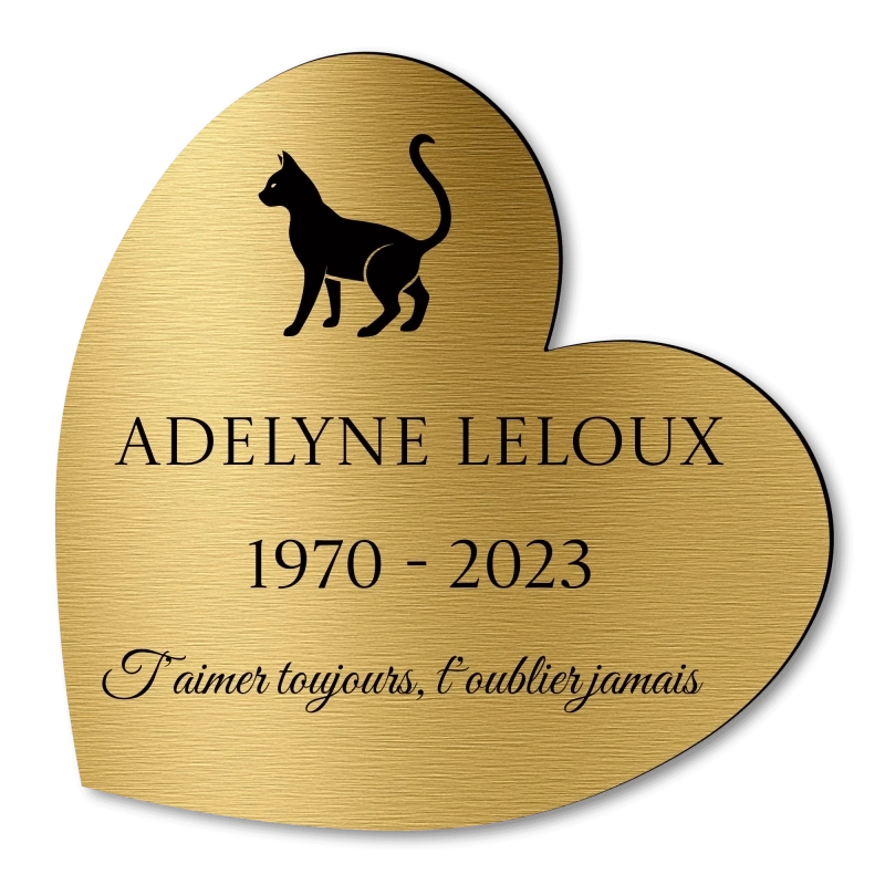 Plaque Funéraire Coeur Gravée Chat