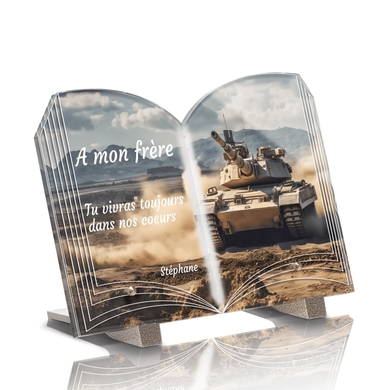 Plaque Funéraire Livre Char Tank