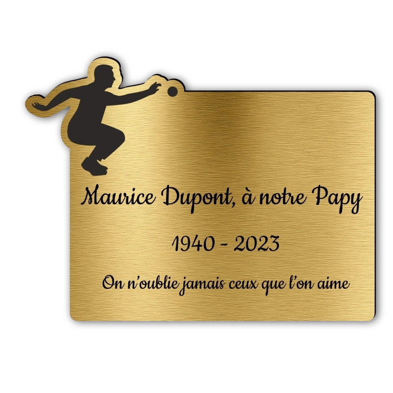 Plaque Funéraire Gravée Forme Pétanque