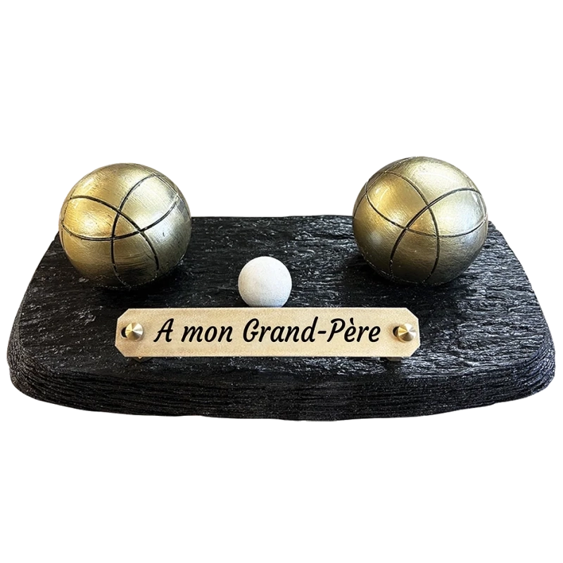 Plaque Funéraire Pétanque en Schiste Acrylate