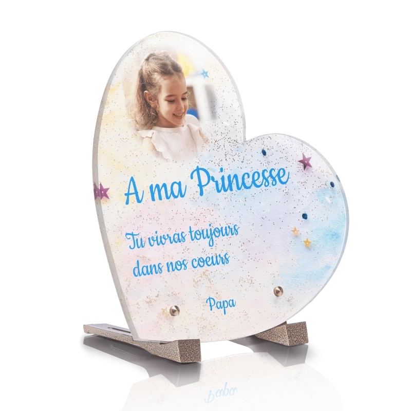 Plaque Funéraire Coeur Enfant Étoiles