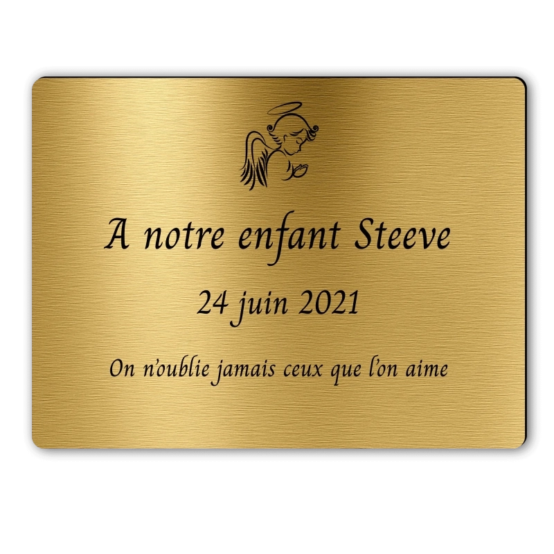 Plaque Funéraire Rectangle Gravée Ange