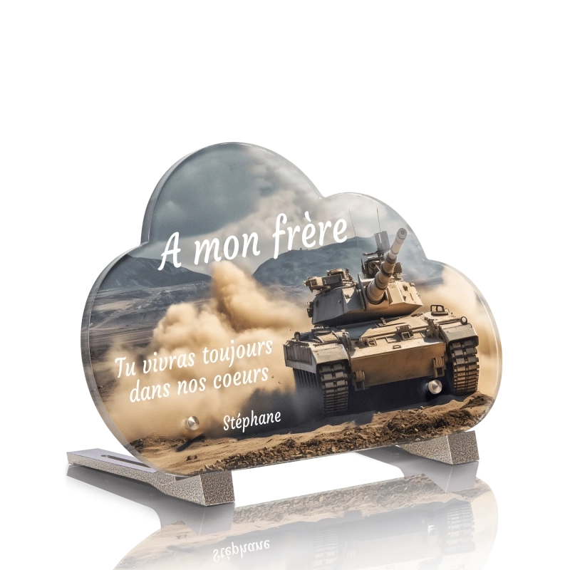 Plaque Funéraire Nuage Char Tank